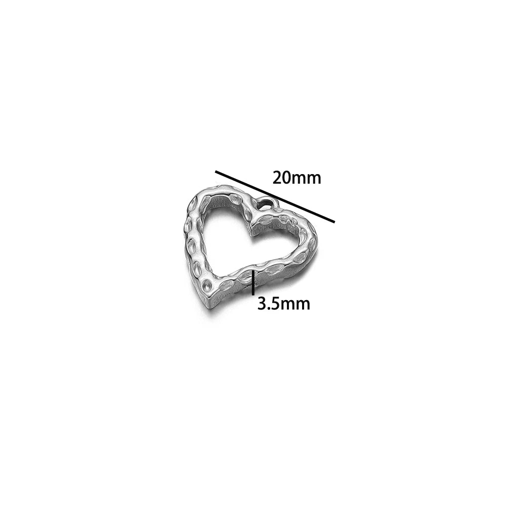 18k Gold Plated Stainless Steel Heart Round Square Hollow Charm Pendant for DIY  Women Jewelry Necklace Making Accessories