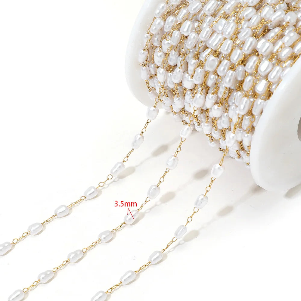 E561 Non-Tarnish 18K PVD Gold Stainless Steel Chains Fashion Artificial Pearl Star Moon Component Jewelry Findings Components