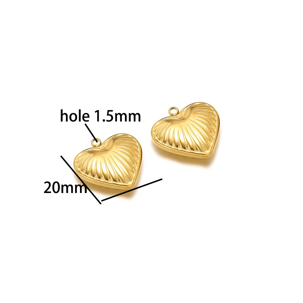 Fashion love Pendant 18k Gold Plated Stainless Steel Heart Shape Charm Pendant for DIY Jewelry Making Accessories