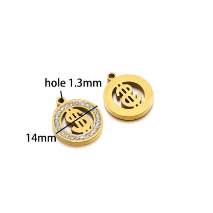 Handmade DIY Pendant 18k Gold Plated Stainless Steel Heart Star Zircon Charm Pendant for Women Jewelry Making Accessories