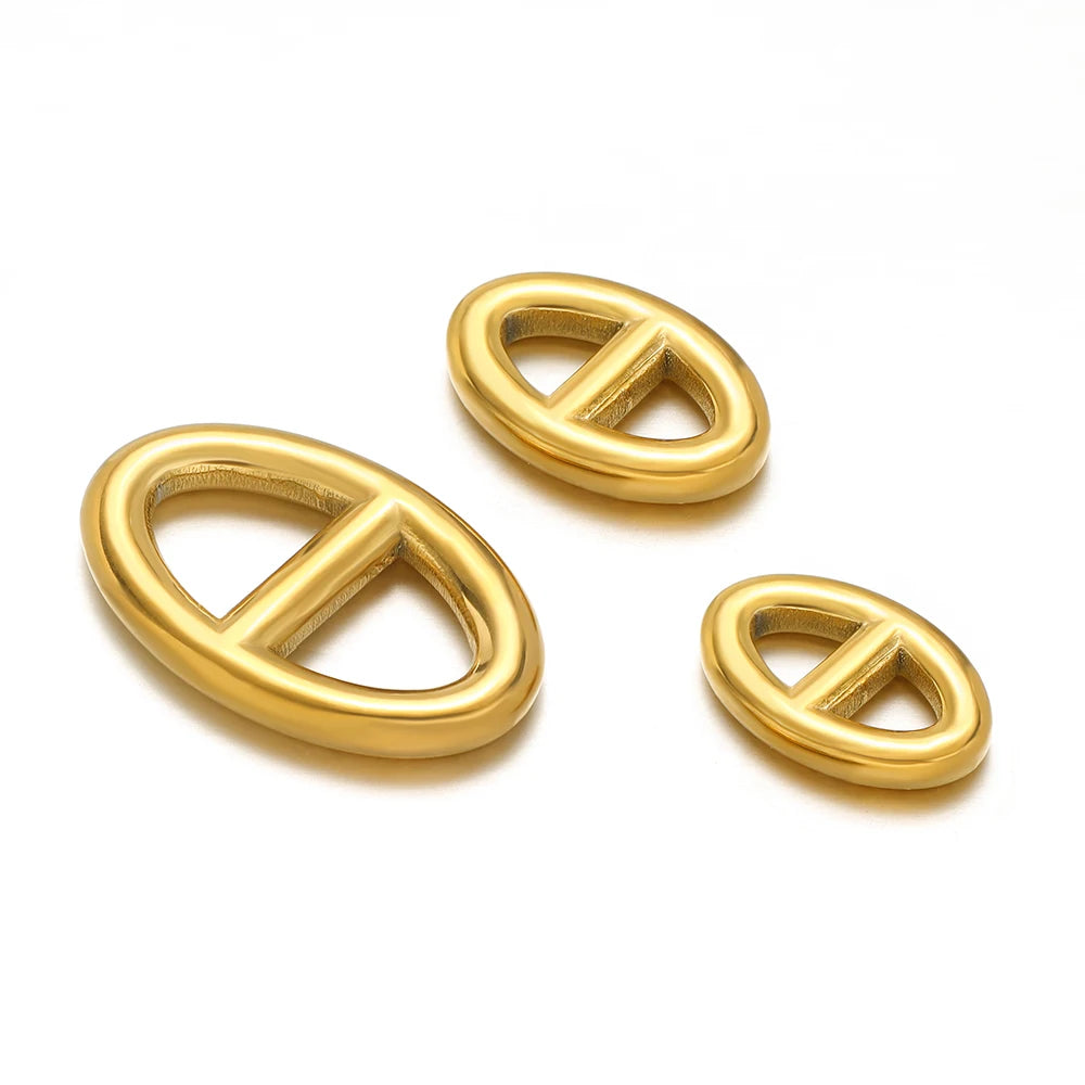 Fashion Trendy 18k PVD Gold Plated Stainless Steel Hollow Pig Nose Charm Pendant for Jewelry Earring Making