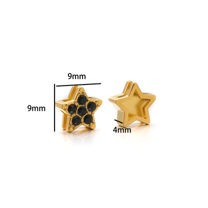 Non Tarnish Stainless Steel 18k Gold Plated Moon Star Cross Zircon Charm Pendant for Jewelry Necklace Making Accessories