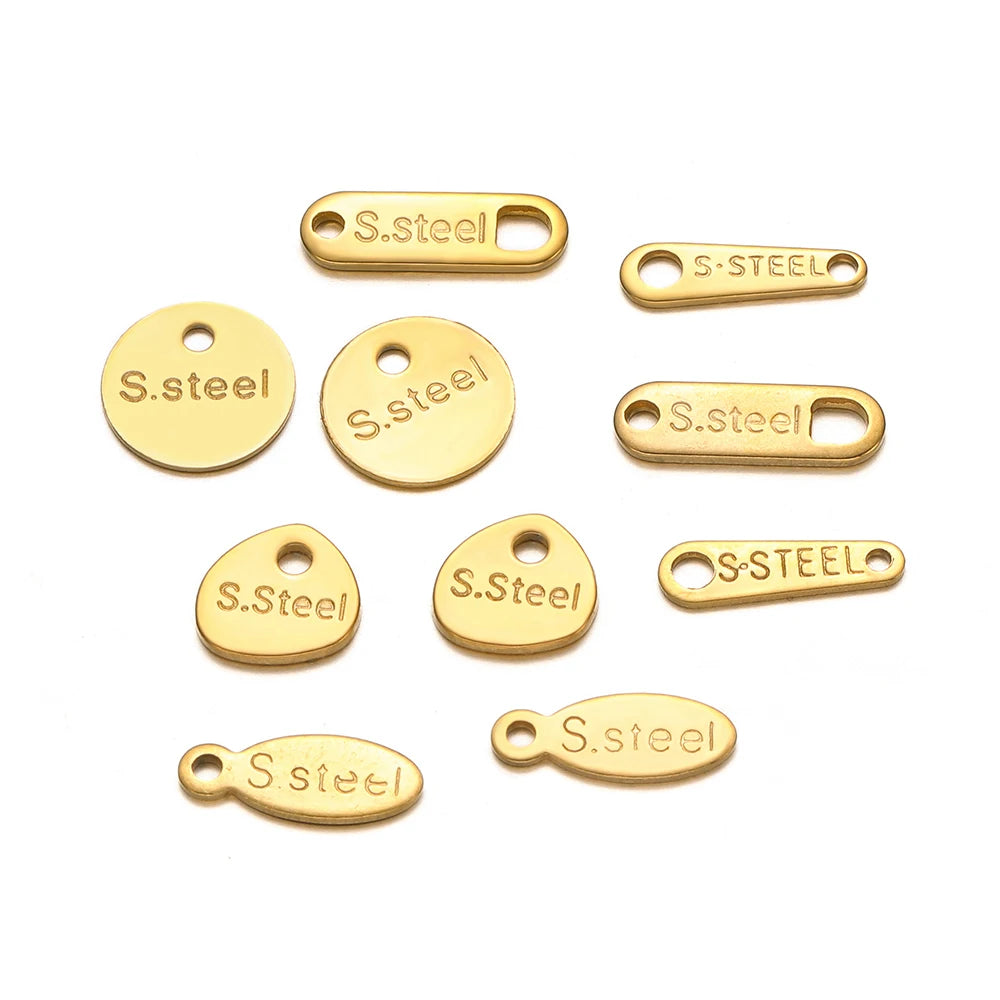 50pcs/bag Stainless Steel 18K Gold Plated Tail Charms for DIY Jewelry Bracelet Necklace Making Accessories