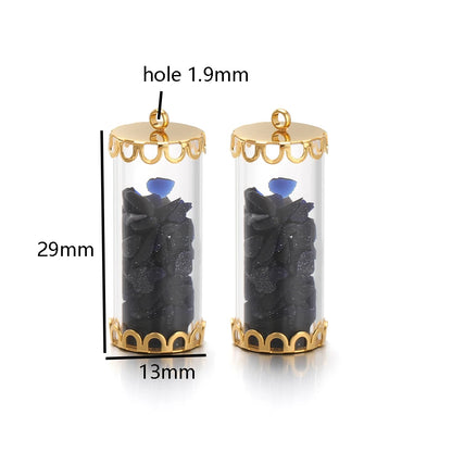 New Fashion Stainless Steel 18k Gold Plated Chips Glass Wishing Bottle Charms Pendant for Handmade Jewelry Necklace Making
