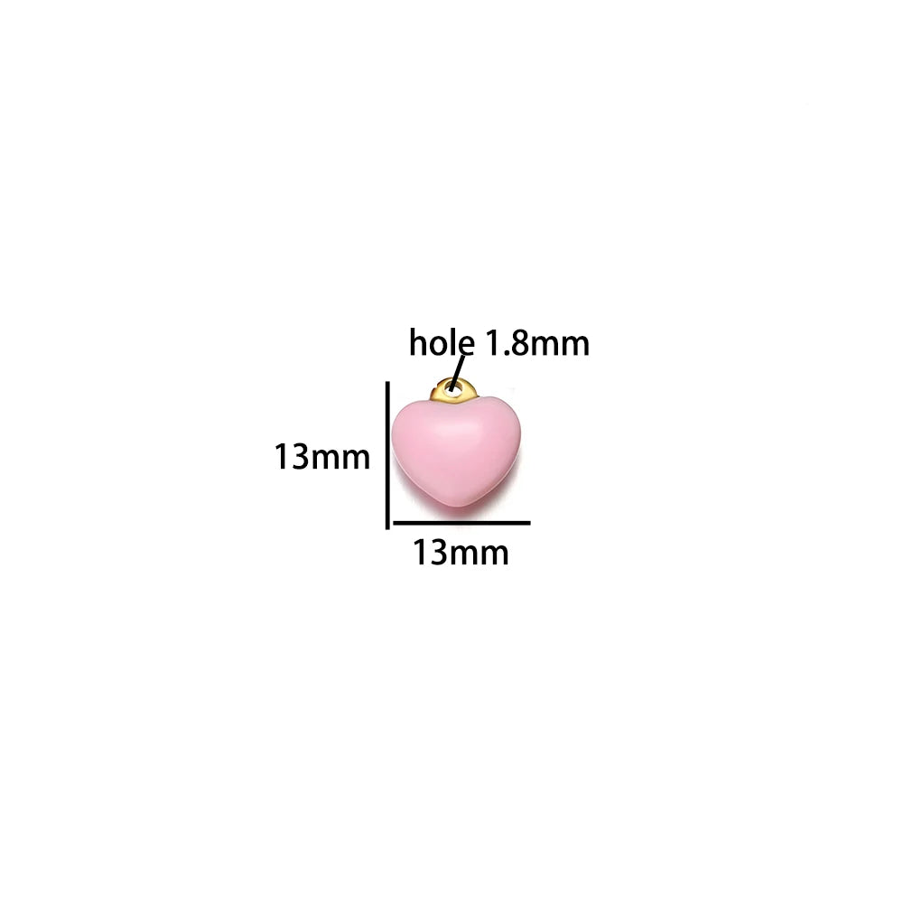 Colorful Heart Shaped Pendant Stainless Steel 18k Gold Plated Enamel Charms Pendant for Women Jewelry Necklace Making