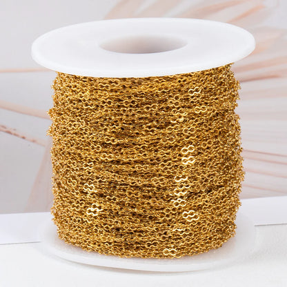 E128 Fashion Silver Gold Plated Chain Waterproof Stainless Steel Link Chains Gourd Connector Chains for Jewelry Custom