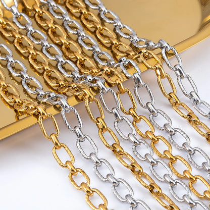 11x6.5mm Stainless Steel Rectangle Chain Quality E683 Waterproof 18k Gold Plated Necklace Wholesale Jewelry Findings Components