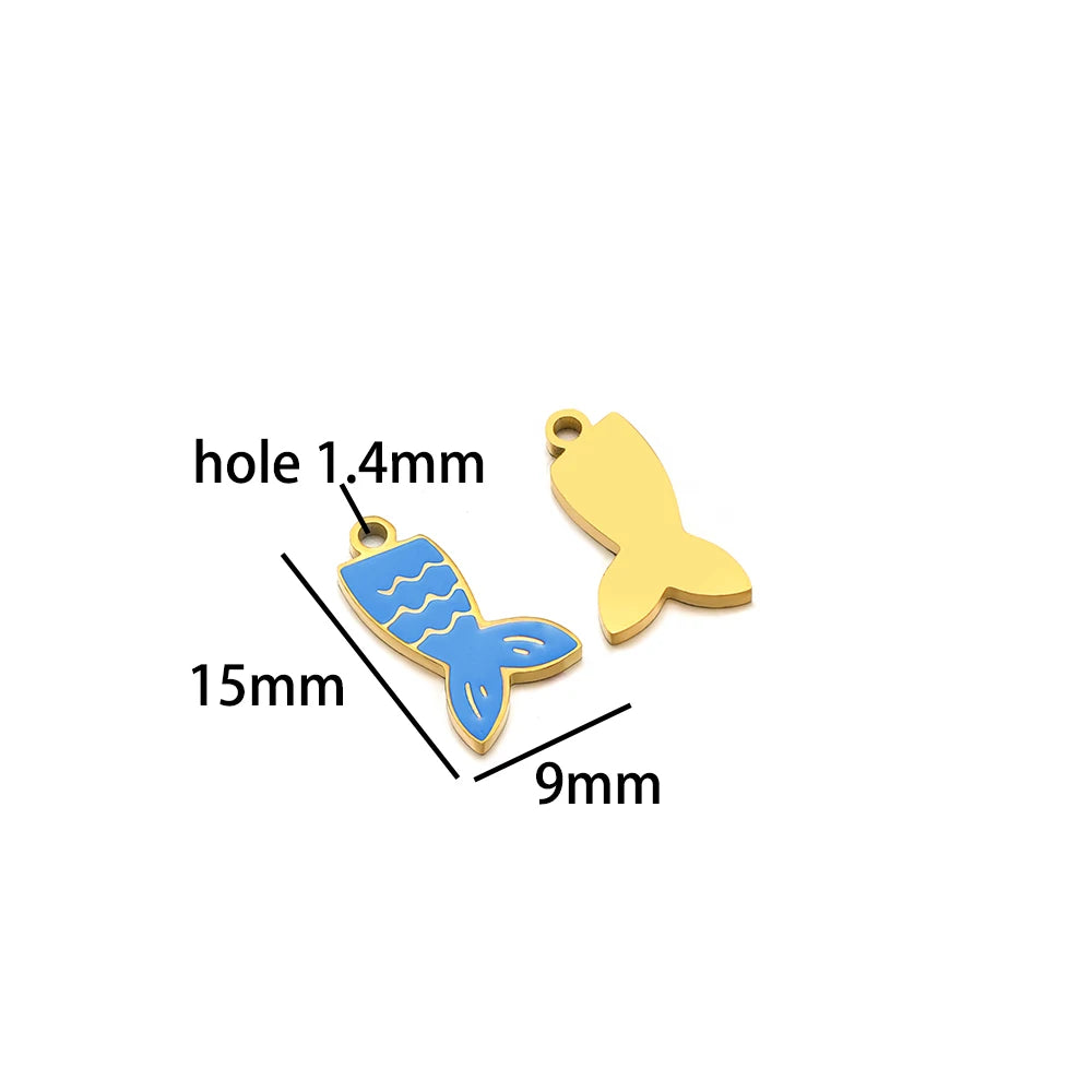 Fashion 18k Gold Plated Stainless Steel Enamel Fish Lobster Charm Pendant for DIY Jewelry Making Jewelry Findings
