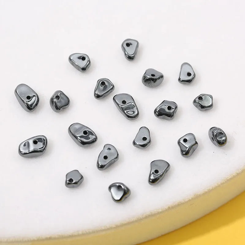Wholesale Irregular Chips Plated Hematite Bead, Black Rainbow Beads Strand for DIY Jewelry Making 4-10mm, Length About15"