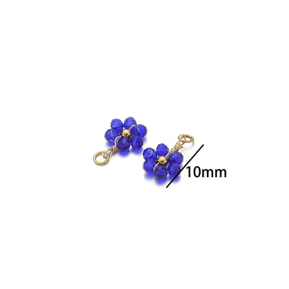 Multicolor Stainless Steel Gold Plated Crystal Flower  Beads Charms Pendant for Handmade Jewelry Necklace Making Accessories