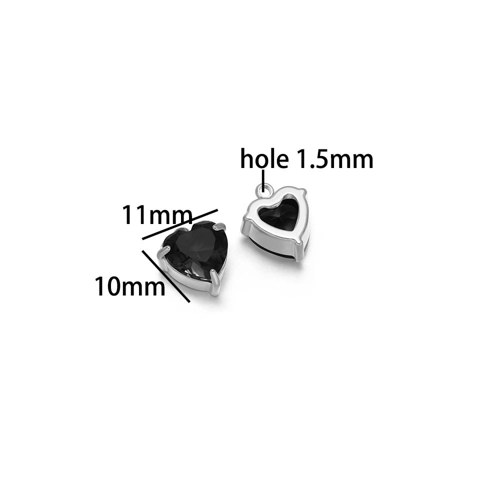 Fashion DIY Jewelry Findings 18k Gold Plated Stainless Steel  Heart  Zircon Charm Pendant for Jewelry Making Accessories