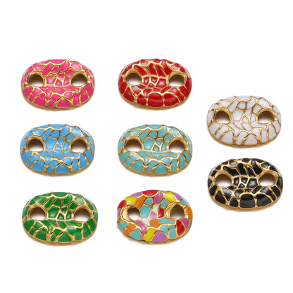 No Tarnish Stainless Steel Gold Plated Pig Nose Colorful Drop Enamel Double Hole Connection Charm Pendant for Necklace Making