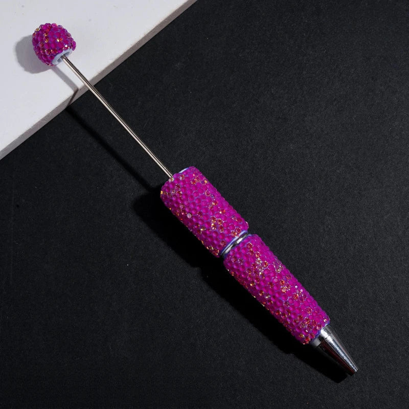 Luminous Fluorescent Beadable Clay Pens Full Covered Rhinestone Ballpoint Pens for Beadable Pen Keychain DIY Bulk Craft Supplies