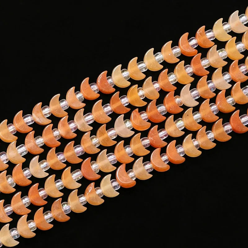 Wholesale Flat Moon Shaped Quartz Gemstone Beads, Amethyst Lapis Lauzli 4x6mm 5x8mm Stone Beads for DIY Jewelry Making, 38CM