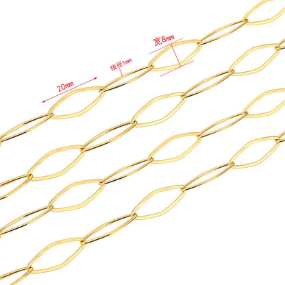 B3338 8mm flat chain hollow chain rings 18k gold filled stainless steel chain for necklace diy