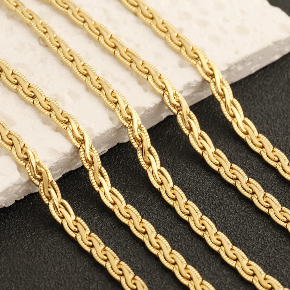 D797 Heavy Hip Hop Geometric Flattened S Twist Embossed Rope NK Chains Jewelry Findings Stainless Steel for Making