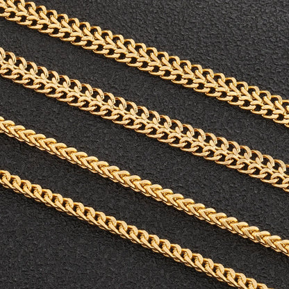 E409 Fashion Jewelry Hip-Hop Style Gold Plated Double Rows Cuban Chain Stainless Steel Necklace for Men Women