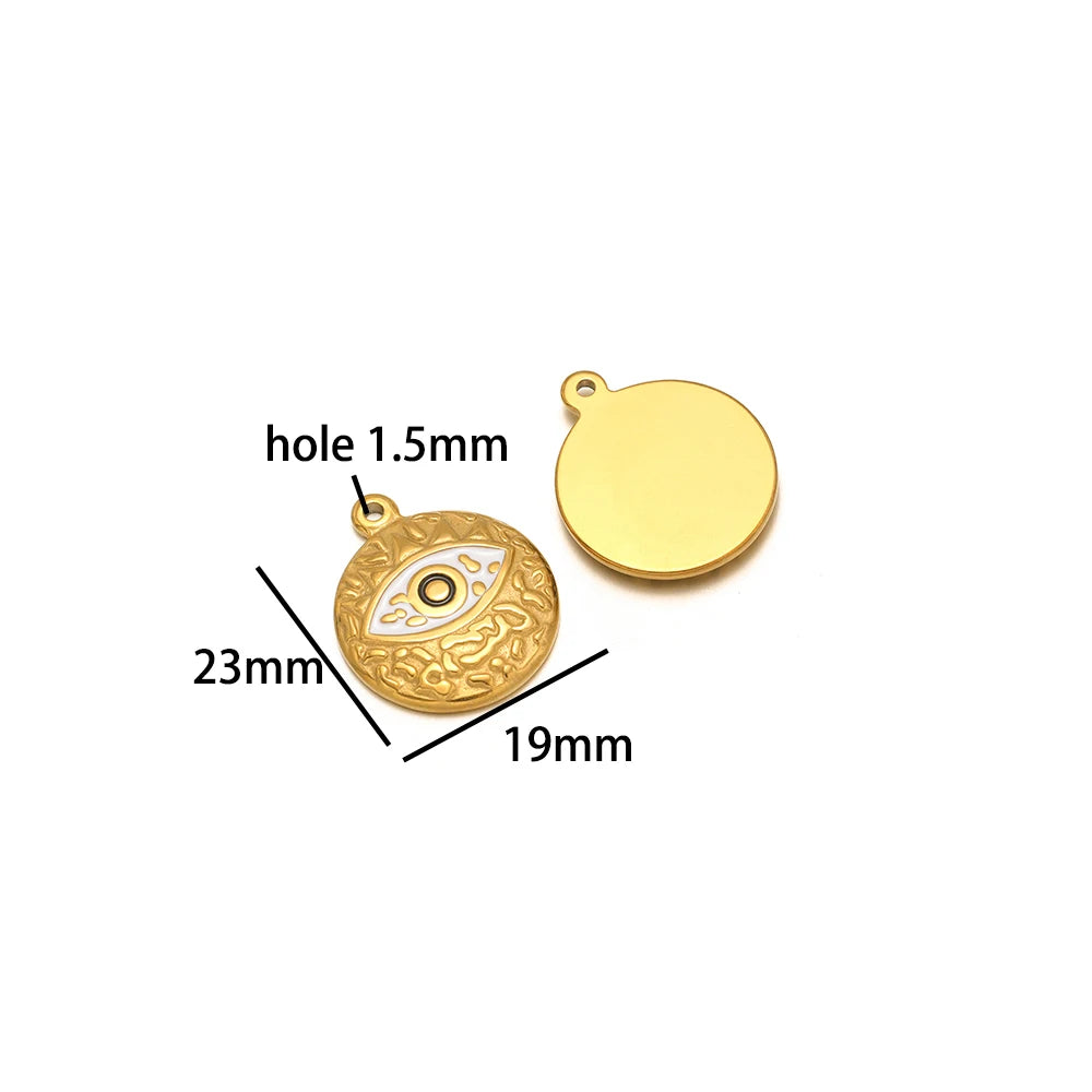 Design Dainty Enamel Eye Stainless Steel 18K Gold Plated Zircon Eyes Charm Pendant for Jewelry Earring Necklace Making