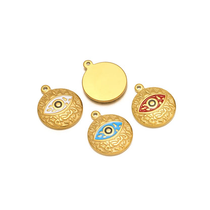 Design Dainty Enamel Eye Stainless Steel 18K Gold Plated Zircon Eyes Charm Pendant for Jewelry Earring Necklace Making