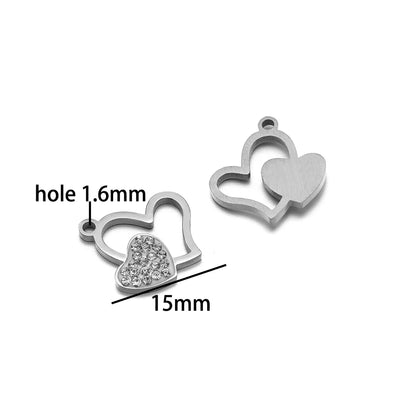 Handmade DIY Pendant 18k Gold Plated Stainless Steel Heart Star Zircon Charm Pendant for Women Jewelry Making Accessories