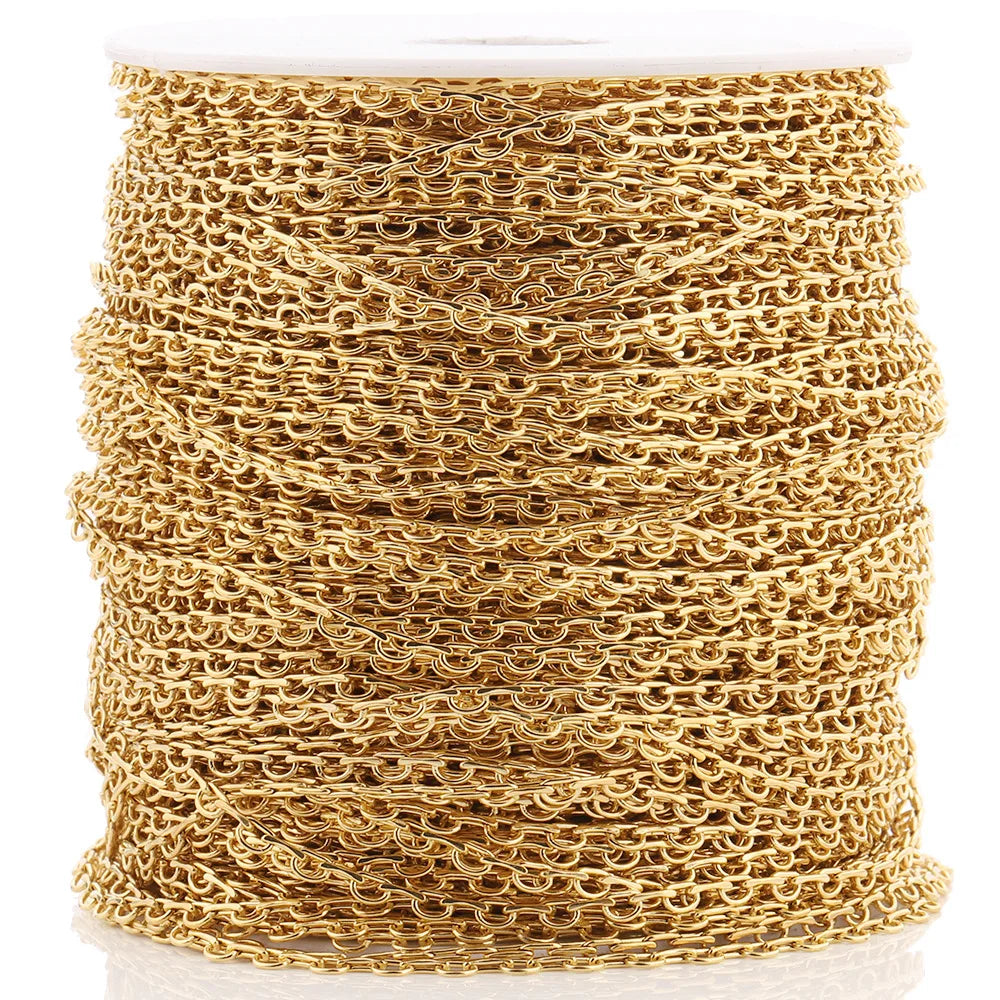 D144 Hot Fashion 18k Gold Plated Chain Necklace Bracelet Jewelry Making Bulk Roll Chain Wholesale