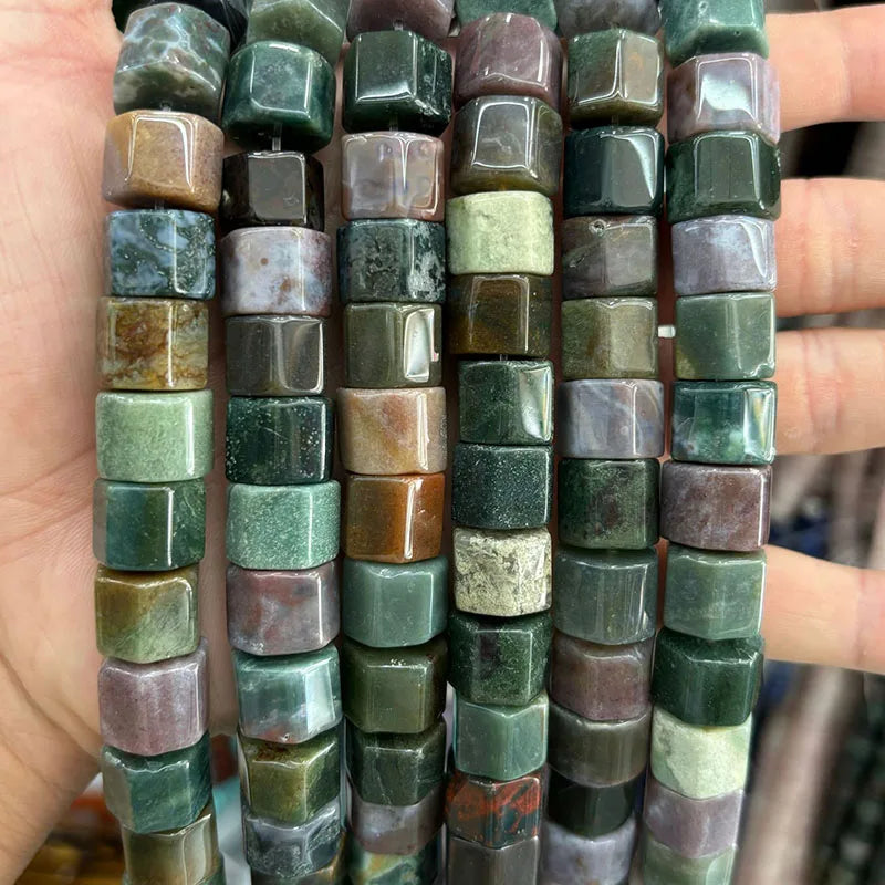 Natural Hexagon Prisms Stone Gemstone Irregular Bead, Hexagonal Rondelle Rondel Beads for DIY Jewelry Making 10x14mm, 19-20cm 8"