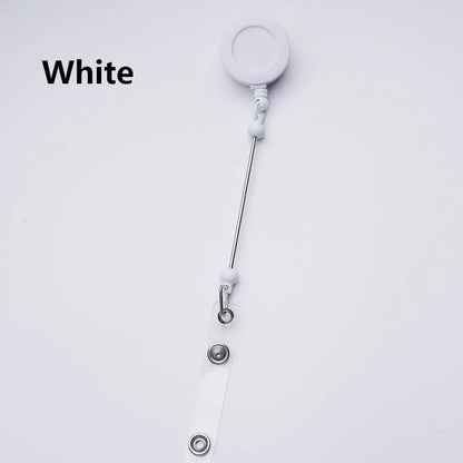 Creative Beaded Retractable Back Badge Holder Reels with Rotating Crocodile Clip & Keychain Bar