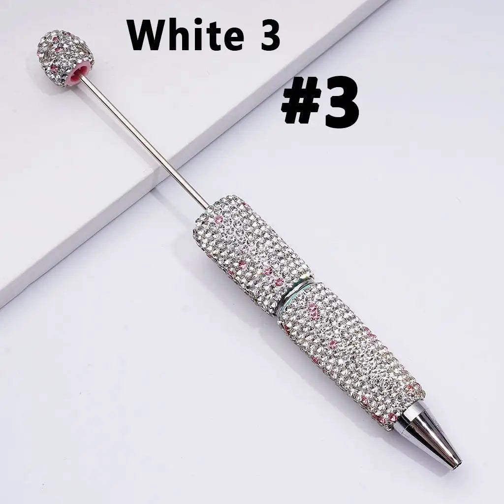 Full Rhinestone Beadable Clay Ballpoint Pens - DIY Beaded Plastic Pen for School Office Gift