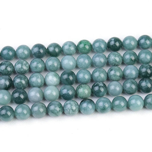 Natural Wholesale Round Smooth Blue Green Guatemala Jadeite Jade Beads for Jewellery Making 6mm 8mm 10mm, 38cm