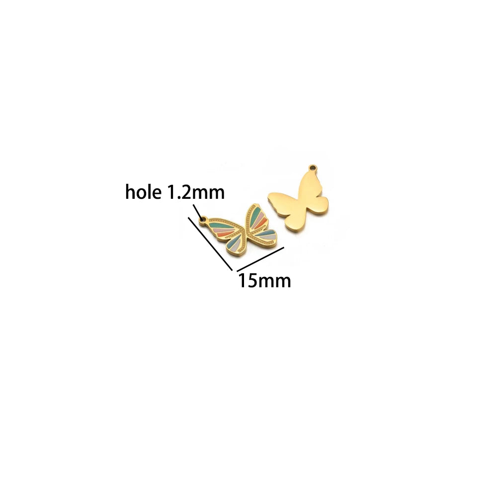 Stainless Steel Gold Plated butterfly Fan Gourd Octopus Tortoise Charm Pendant for Jewelry Necklace Making Accessories