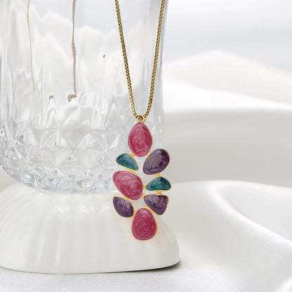 Drip Oil Pendant 18k Gold Plated Stainless Steel Colorful Leaf Charms Pendant for Women Jewelry Necklace Earrings Making