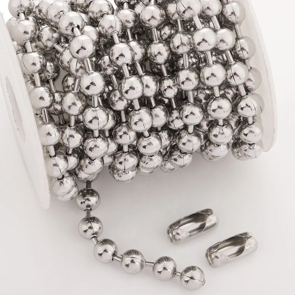 A2905 Fashion 8mm Gold Silver Plated Stainless Steel Chain Ball Beads Beaded Chain for Necklace Bracelet Making Diy