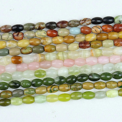 Natural 4x6mm Rice Shaped Gemstone Loose Bead, Aqua Terra Picasso Jasper Opal Jade Rice Stone Beads for DIY Jewelry Making, 38CM