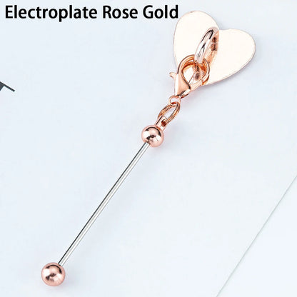 DIY Beadable Keychain Bar with Heart Sticker Adhesive Cup Pendant Mini Lobster Clasp