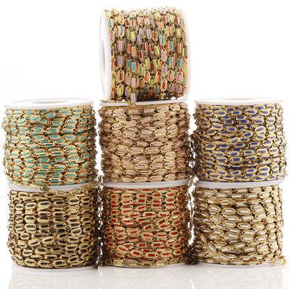 E098 Fashion Enamel Plated Chain 18kgold Stainless Steel Link Chains for Jewelry Custom