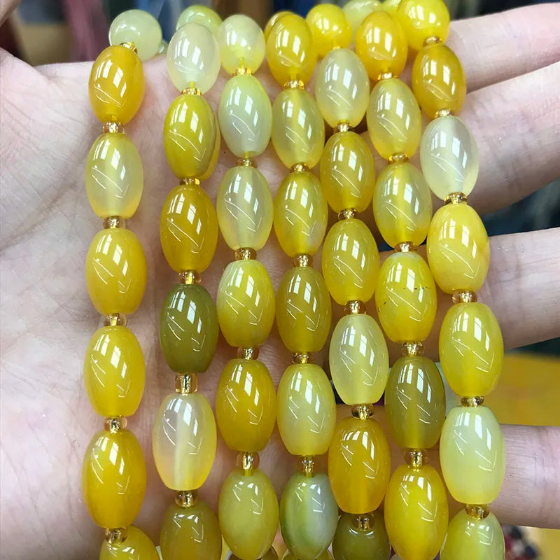 New Natural 8x12mm Rice Dyed Rainbow Colorful Agate Loose Bead, Mutil-color Agate Tourmaline for DIY Women Jewelry Making