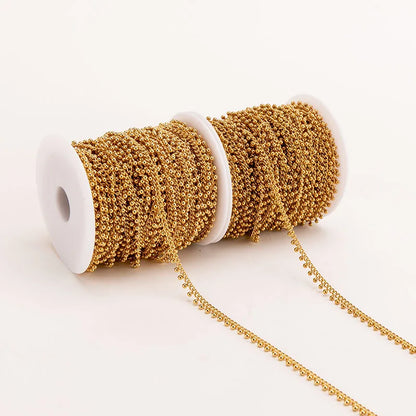 B3816 18k Gold Ball Beads Chain High Quality Stainless Steel Waterproof Bulk Chain for Diy