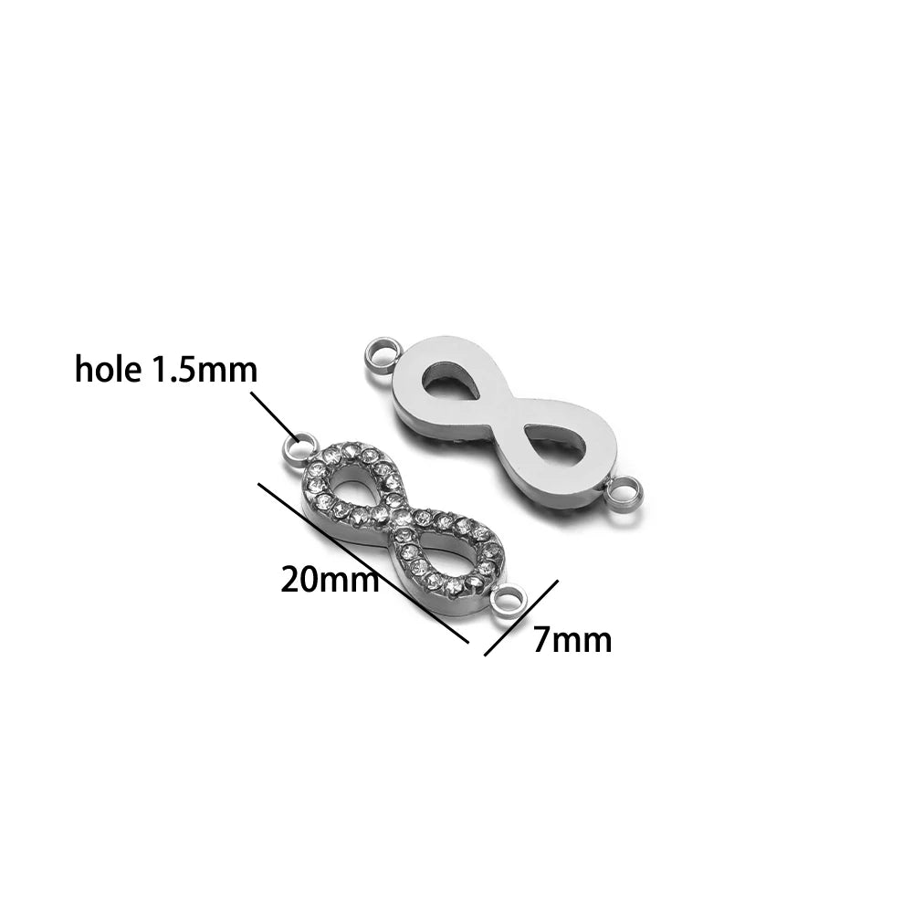 Double Heart Charm Stainless Steel Gold Plated Zircon Heart Cross Charm Pendant for DIY Jewelry Making Accessories Findings