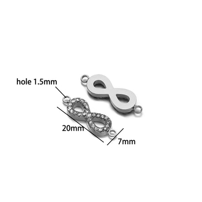 Double Heart Charm Stainless Steel Gold Plated Zircon Heart Cross Charm Pendant for DIY Jewelry Making Accessories Findings