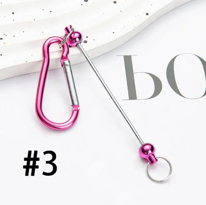 Bulk Beadable Bar Carabiner Keychain Snap Hook Removable Metal Key Ring for DIY Craft Keychain Making