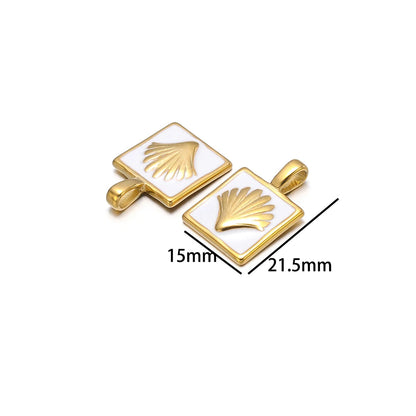 Newest Stainless Steel 18k Gold Plated Enamel Colorful Square Charm Pendant  for Jewelry Necklace Making Accessories
