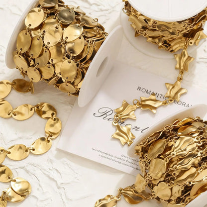 B419 New Irregular Stainless Steel Gold Chain Disc Butterfly Star Hollow Roller Chains Jewelry for Necklace Bracelet