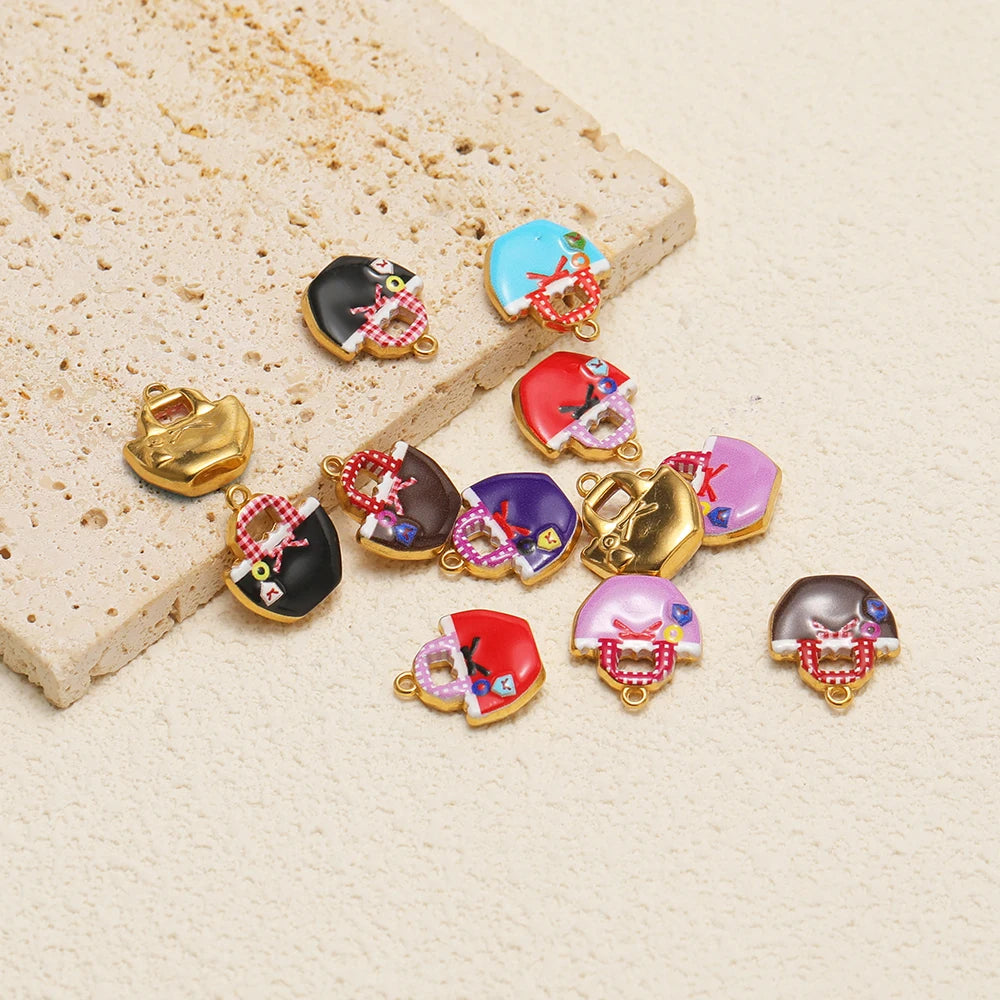 High Quality Jinrou 18K Gold Plated Stainless Steel Enamel Handbag Shape Pendant for Necklace and Earrings Jewelry Making