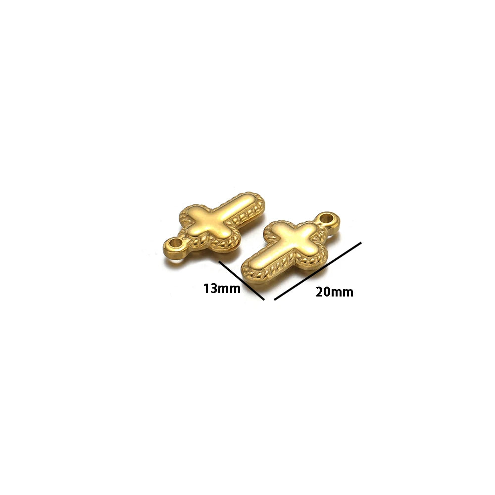 Classic 18k Gold Plated Stainless Steel Cross  Charm Pendant for DIY Necklace Jewelry Making Accessories Wholesale