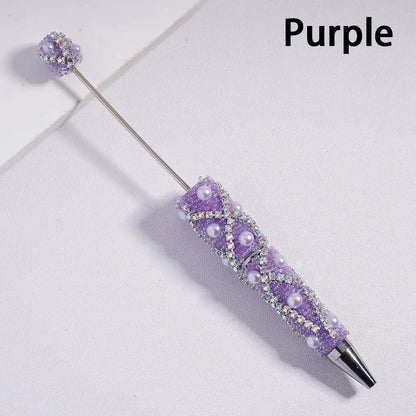 Refillable Blank Beadable Ballpoint Pens with Bubble Pearls Multi-Color Decorative DIY Gift Pens