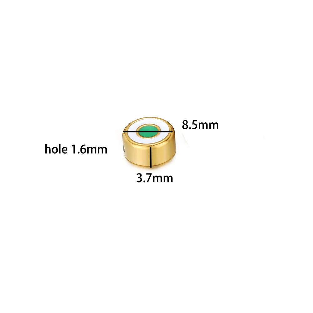 Factory Wholesale 18k Gold Plated Stainless Steel Enamel Spacer Bead Charms Pendant for Women Jewelry Necklace Bracelet Making