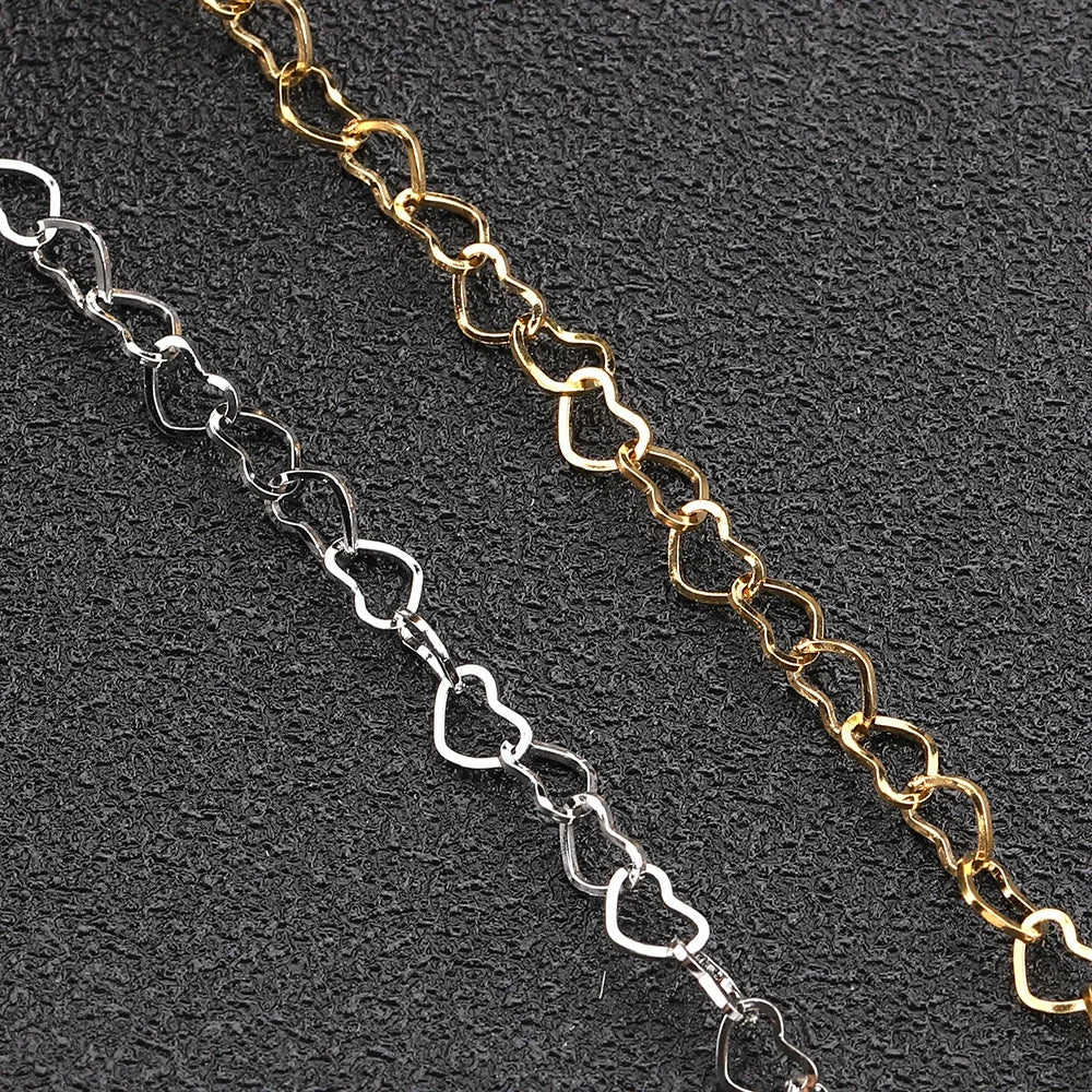 B350 Hot Sale 14K Gold Filled Heart Chain Jewelry Bulk Chain Stainless Steel Non Tarnish Chain for Diy