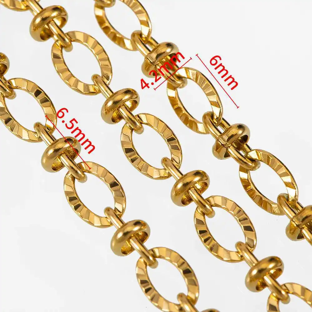 E208 Fashion Silver Gold Plated Chain Waterproof Stainless Steel Roller Link Chains for Jewelry Custom Diy