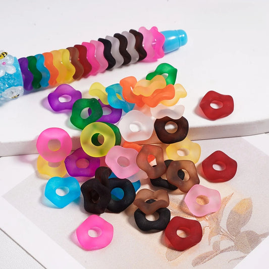 Acrylic Round Spacer Beads 12MM Frosted Matte Wavy Multi Color for Pen Beads