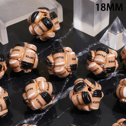 18mm Round Coffee Cup Gemstone Decor Loose Beads Bulk for Beadable Pen DIY Keychain Bracelet Jewelry Making Wholesale